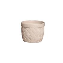 Vaso em Cerâmica Decorativo Home Modelo Cesto Capuccino Fosco