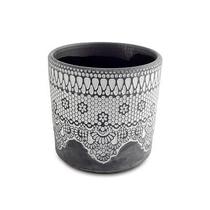 Vaso em ceramica desenhado preto e branco Vaso em ceramica desenhado preto e branco