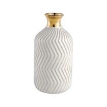 Vaso Em Cerâmica Dourado E Branco G - Mart