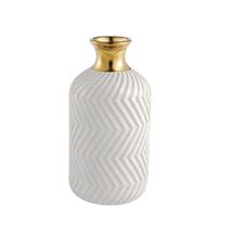 Vaso Em Cerâmica Dourado E Branco P - Mart