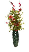 Vaso em cerâmica especial com arranjo de flores para decoração de ambientes - Ela