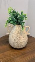Vaso em Cerâmica Estilo Granilite com Alças 17,6 x 18 x 10,6 cm Design Moderno e Textura Artesanal