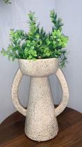Vaso em Cerâmica Estilo Granilite com Alças 28 x 22,6 x 13,6 cm Design Moderno e Escultural