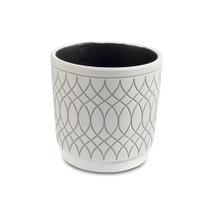 Vaso em ceramica geometrico cinza e branco m Vaso em ceramica geometrico cinza e branco m