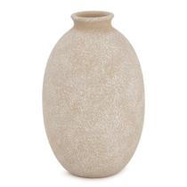 Vaso em Cerâmica Oval Sutil Granulado Areia - 24x15cm Vaso em Cerâmica Oval Sutil Granulado Areia - 24x15cm