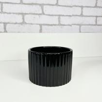 Vaso em cerâmica preto canelado 7ax10l/cm