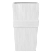 VASO EM CERAMICA RETANGULAR BRANCO 19cm FLORARTE