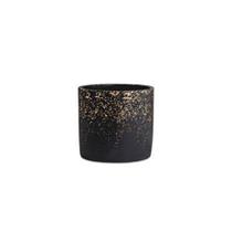 Vaso Em Cimento Preto Com Dourado 12 Cm - Mart Vaso Em Cimento Preto Com Dourado 12 Cm - Mart