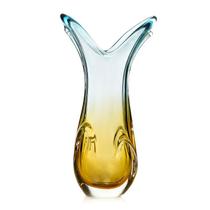 Vaso Em Cristal Murano Água Marinha E Âmbar São Marcos 58cm