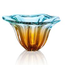 Vaso Em Cristal Murano Água Marinha E Âmbar São Marcos