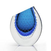 Vaso Em Cristal Murano Água Marinha - São Marcos 24cm