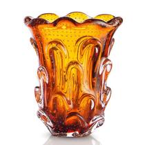 Vaso Em Cristal Murano Âmbar - São Marcos 21Cm