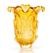 Vaso Em Cristal Murano Âmbar - São Marcos 37Cm