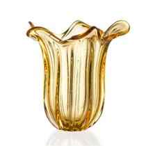 Vaso Em Cristal Murano Âmbar - São Marcos 38cm