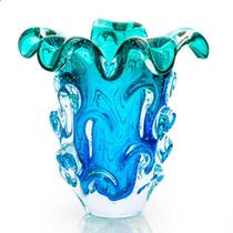Vaso Em Cristal Murano Azul E Esmeralda São Marcos 18Cm