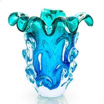 Vaso Em Cristal Murano Azul E Esmeralda São Marcos 25cm Vaso Em Cristal Murano Azul E Esmeralda São Marcos 25cm