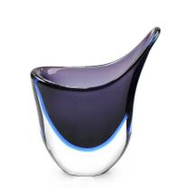 Vaso Em Cristal Murano Azul - São Marcos 28Cm