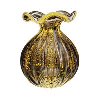 Vaso Em Cristal Murano Com Ouro 24 K São Marcos 18x18x21cm