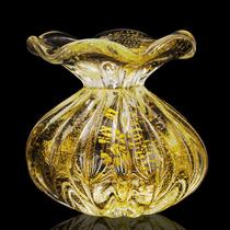 Vaso Em Cristal Murano Com Ouro 24K - São Marcos 12cm Vaso Em Cristal Murano Com Ouro 24K - São Marcos 12cm