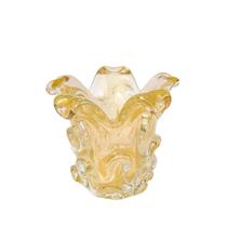 Vaso em Cristal Murano Cristal Transparente e Ouro Aspente Pequeno Cristais São Marcos Vaso em Cristal Murano Cristal Transparente e Ouro Aspente Pequeno Cristais São Marcos