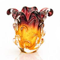 Vaso Em Cristal Murano Lilás E Âmbar - São Marcos 18cm