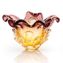 Vaso Em Cristal Murano Lilás E Âmbar - São Marcos 35cm