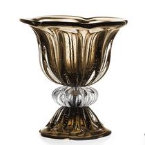 Vaso Em Cristal Murano Marrom - Assinado - São Marcos 34cm Vaso Em Cristal Murano Marrom - Assinado - São Marcos 34cm