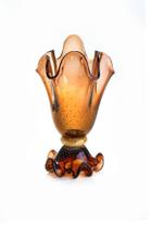 Vaso Em Cristal Murano Marrom Com Ouro 24 K - São Marcos