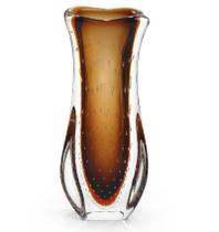Vaso Em Cristal Murano Marrom - São Marcos 33cm