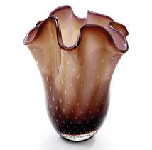 Vaso Em Cristal Murano Marrom São Marcos 36x25x28cm