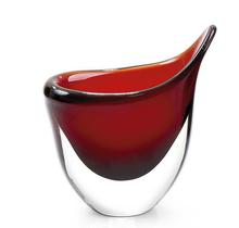 Vaso Em Cristal Murano Vermelho Com Âmbar - São Marcos 28Cm