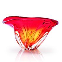 Vaso Em Cristal Murano Vermelho E Âmbar - São Marcos 34cm Vaso Em Cristal Murano Vermelho E Âmbar - São Marcos 34cm