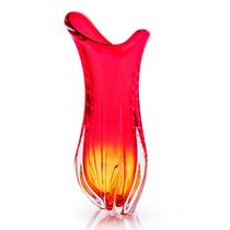 Vaso Em Cristal Murano Vermelho E Âmbar - São Marcos Vaso Em Cristal Murano Vermelho E Âmbar - São Marcos
