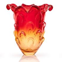 Vaso Em Cristal Murano Vermelho E Âmbar - São Marcos