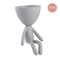 Vaso em poliresina cinza 18x10,5