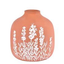 Vaso em terracota telha com lavandas em branco 15cm Vaso em terracota telha com lavandas em branco 15cm