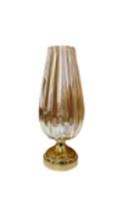 Vaso em vidro ambar com pe de metal - 30x16cm lp1525l