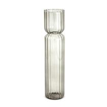 VASO EM VIDRO VERDE COM TEXTURAS EM LINHAS MART 31cm VASO EM VIDRO VERDE COM TEXTURAS EM LINHAS MART 31cm