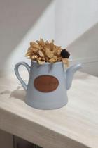 Vaso Enfeite Decorativo Bule Pequeno Azul Acinzentado Ceramc - Decore Casa