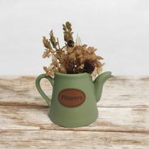 Vaso Enfeite Decorativo Bule Pequeno Cor Verde de Ceramica