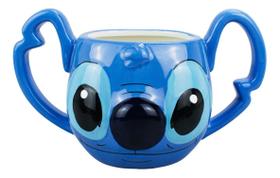 Vaso Enfeite Decorativo Porcelana Stitch Azul - 12x21cm