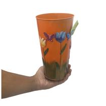 Vaso Enfeite Jardim Quintal Varanda Borboleta Flor De Ferro Laranja (SYBO-G7)