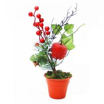 Vaso Enfeite Natalino De Mesa Pinha Maça 26cm Decoração
