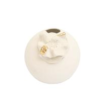 Vaso Esfera Giverny Gold em Porcelana Com Flores Aplicadas e Ouro PP