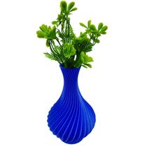 Vaso Espiral 3D Plantas Decorativo 18 cm Azul Brilhante