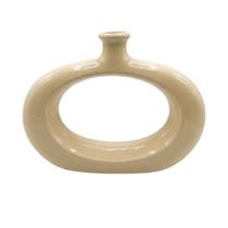 Vaso Estilizado Horizontal: A Elegância das Formas Geométricas em 20cm de Largura COR:AREIA Vaso Estilizado Horizontal: A Elegância das Formas Geométricas em 20cm de Largura COR:AREIA