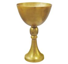 Vaso Estilo Calice Aluminio Dourado com Base Classico Luxo