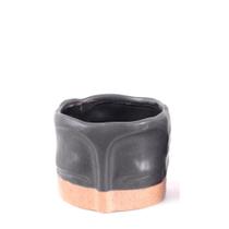 Vaso Étnico Preto/Bege 8x11Cm