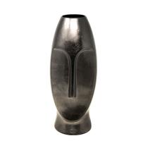 Vaso face decorativo escultura Rosto cerâmica altíssima qualidade decoração prata 42cm