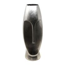 Vaso face decorativo escultura Rosto decoração cerâmica de altíssima qualidade prata 51cm